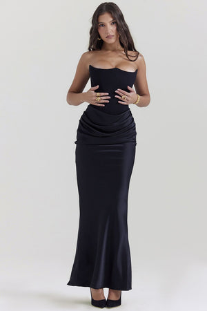 Zanayah Strapless Satin and Crepe Dress