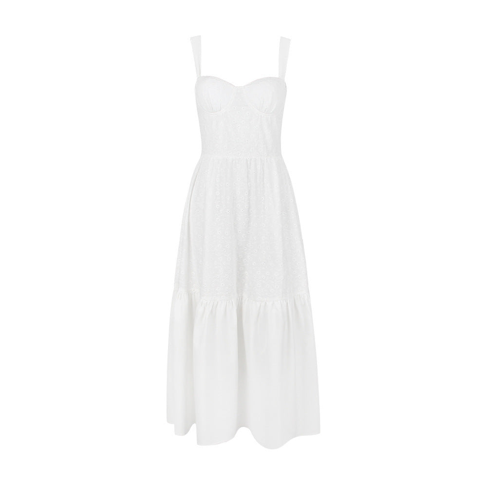 Cadence White Cotton Corset Midi Sundress