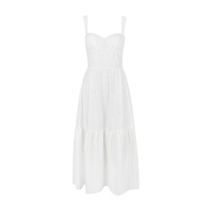 Cadence White Cotton Corset Midi Sundress