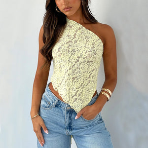 Arianna Lace Backless Asymmetrical Vest Top