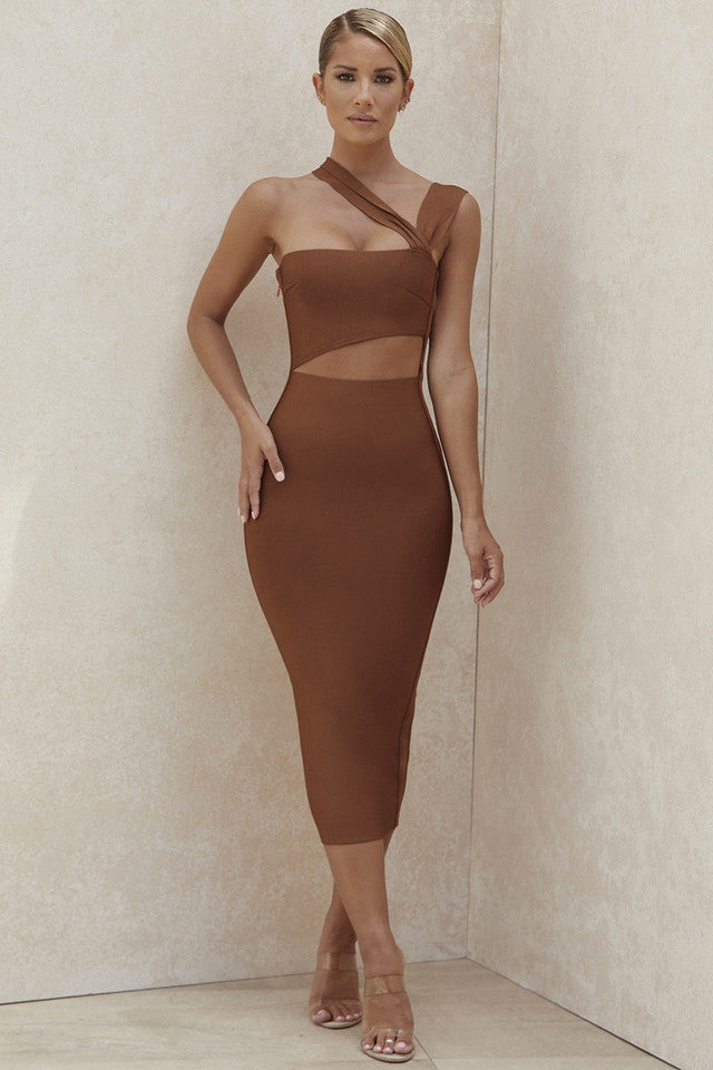 Bandage Dress with Asymmetrical Neckline - Hemm 