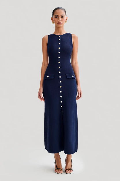 Annalise Sleeveless Button-Front Maxi Dress