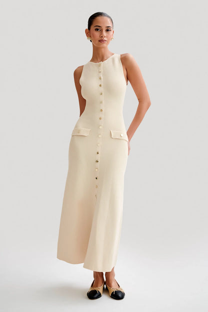 Annalise Sleeveless Button-Front Maxi Dress