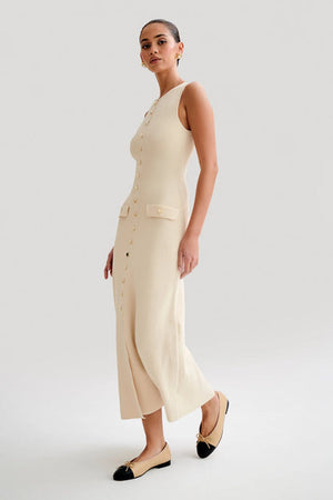 Annalise Sleeveless Button-Front Maxi Dress