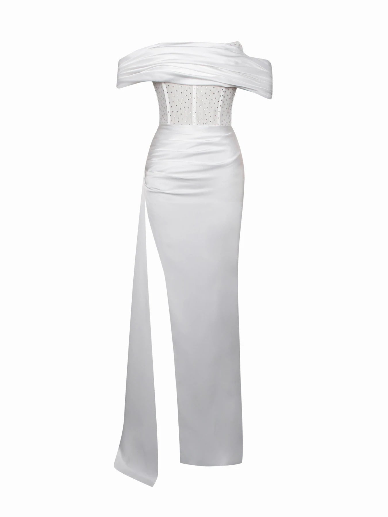 Esme gown Off-shoulder Long Slit White Bandage Dress