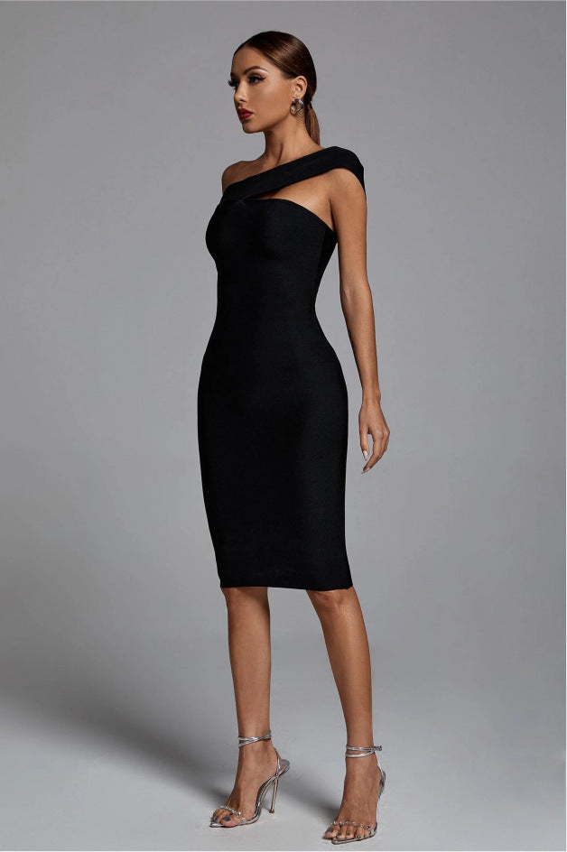 Black Slim Fit Bandage Dress Fashion