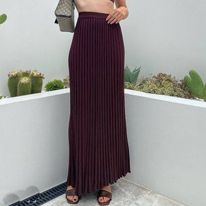 Stella Ribbed Tank Top and Pleated Maxi Skirt Set