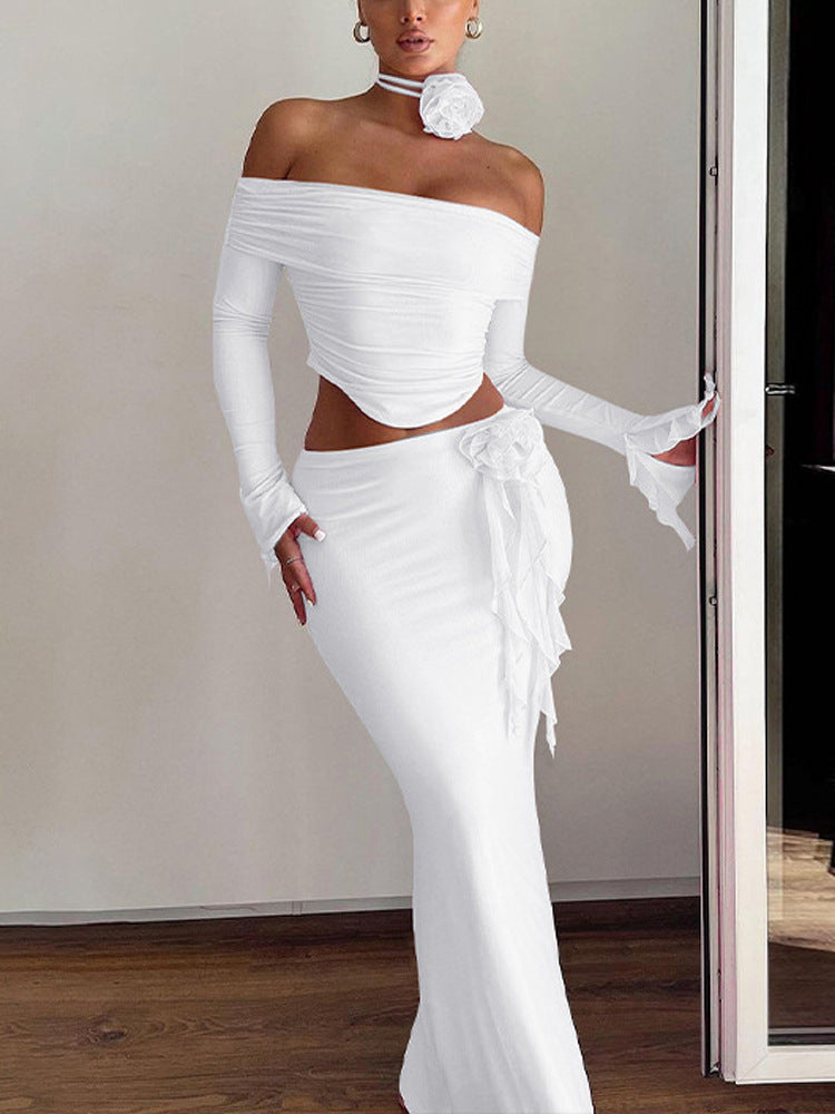 Alessandra Sculpted Mesh Maxi Skirt Set